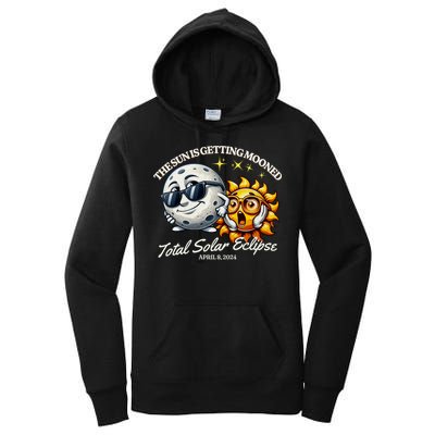 Funny The Sun Is Getting Mooned Total Solar Eclipse April 08 2024 Women's Pullover Hoodie