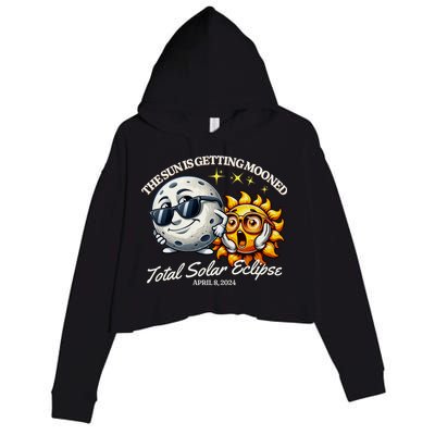 Funny The Sun Is Getting Mooned Total Solar Eclipse April 08 2024 Crop Fleece Hoodie