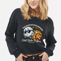Funny The Sun Is Getting Mooned Total Solar Eclipse April 08 2024 Cropped Pullover Crew