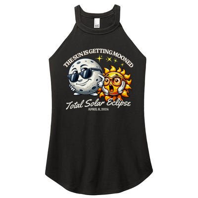 Funny The Sun Is Getting Mooned Total Solar Eclipse April 08 2024 Women's Perfect Tri Rocker Tank