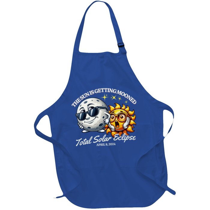 Funny The Sun Is Getting Mooned Total Solar Eclipse April 08 2024 Full-Length Apron With Pockets