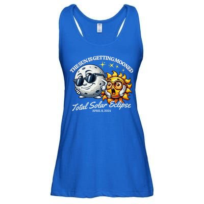 Funny The Sun Is Getting Mooned Total Solar Eclipse April 08 2024 Ladies Essential Flowy Tank