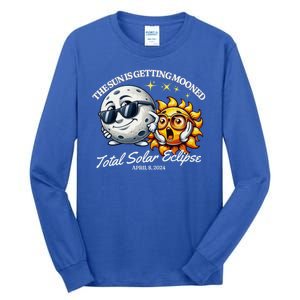 Funny The Sun Is Getting Mooned Total Solar Eclipse April 08 2024 Tall Long Sleeve T-Shirt