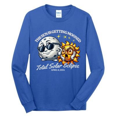 Funny The Sun Is Getting Mooned Total Solar Eclipse April 08 2024 Tall Long Sleeve T-Shirt
