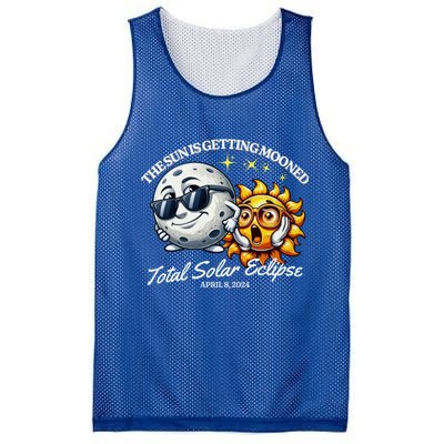 Funny The Sun Is Getting Mooned Total Solar Eclipse April 08 2024 Mesh Reversible Basketball Jersey Tank