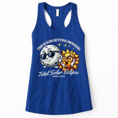 Funny The Sun Is Getting Mooned Total Solar Eclipse April 08 2024 Womens Tank Top