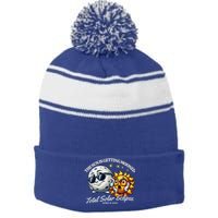 Funny The Sun Is Getting Mooned Total Solar Eclipse April 08 2024 Stripe Pom Pom Beanie