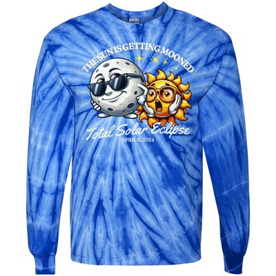 Funny The Sun Is Getting Mooned Total Solar Eclipse April 08 2024 Tie-Dye Long Sleeve Shirt