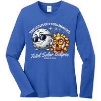 Funny The Sun Is Getting Mooned Total Solar Eclipse April 08 2024 Ladies Long Sleeve Shirt