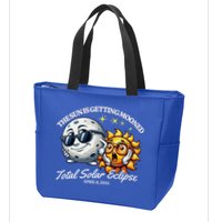 Funny The Sun Is Getting Mooned Total Solar Eclipse April 08 2024 Zip Tote Bag
