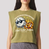 Funny The Sun Is Getting Mooned Total Solar Eclipse April 08 2024 Garment-Dyed Women's Muscle Tee