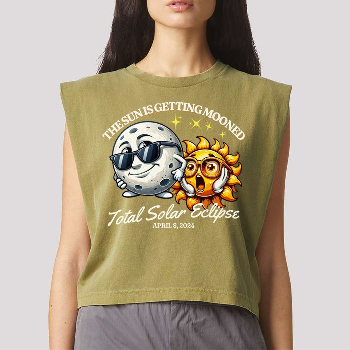 Funny The Sun Is Getting Mooned Total Solar Eclipse April 08 2024 Garment-Dyed Women's Muscle Tee