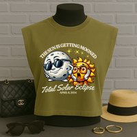 Funny The Sun Is Getting Mooned Total Solar Eclipse April 08 2024 Garment-Dyed Women's Muscle Tee