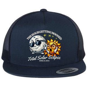 Funny The Sun Is Getting Mooned Total Solar Eclipse April 08 2024 Flat Bill Trucker Hat