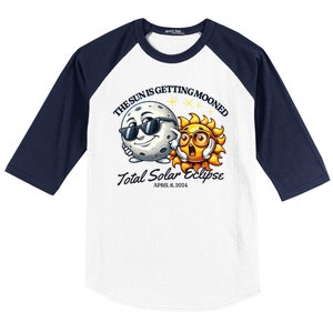 Funny The Sun Is Getting Mooned Total Solar Eclipse April 08 2024 Baseball Sleeve Shirt