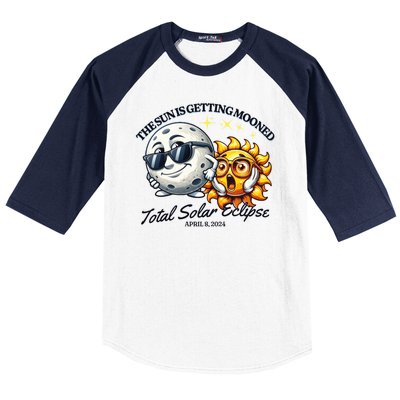 Funny The Sun Is Getting Mooned Total Solar Eclipse April 08 2024 Baseball Sleeve Shirt