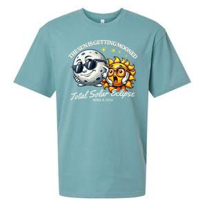 Funny The Sun Is Getting Mooned Total Solar Eclipse April 08 2024 Sueded Cloud Jersey T-Shirt