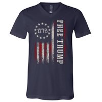 Free Trump Supporters Pro Trump 2024 Take Our Nation Back Republican V-Neck T-Shirt