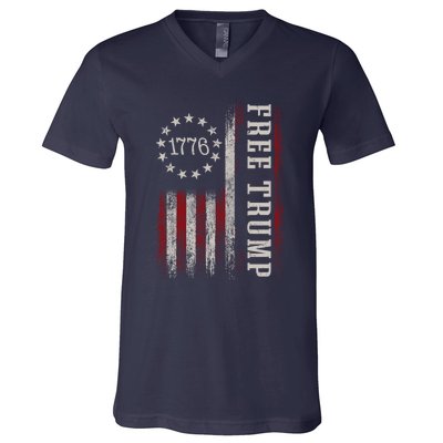 Free Trump Supporters Pro Trump 2024 Take Our Nation Back Republican V-Neck T-Shirt