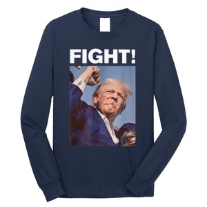 Fight! Trump Shot Trump Rally Trump 2024 Us Flag Donald Trump Election Rally Long Sleeve Shirt