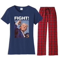 Fight! Trump Shot Trump Rally Trump 2024 Us Flag Donald Trump Election Rally Women's Flannel Pajama Set