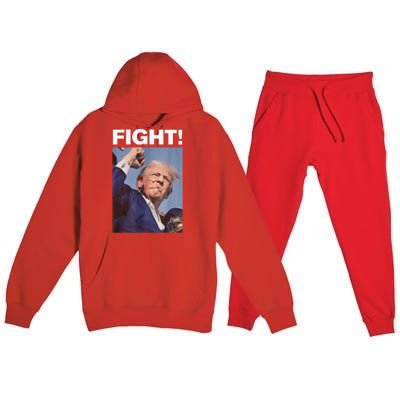 Fight! Trump Shot Trump Rally Trump 2024 Us Flag Donald Trump Election Rally Premium Hooded Sweatsuit Set