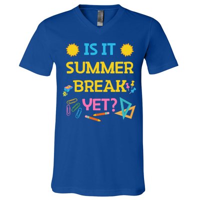Funny Teacher Summer Break Spring Break Last Day Of School Gift V-Neck T-Shirt