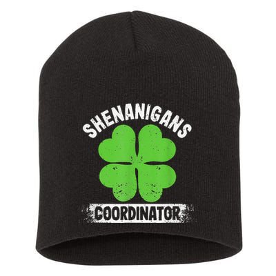 Funny Teacher St Patrick's Day Irish Shenanigans Coordinator Short Acrylic Beanie