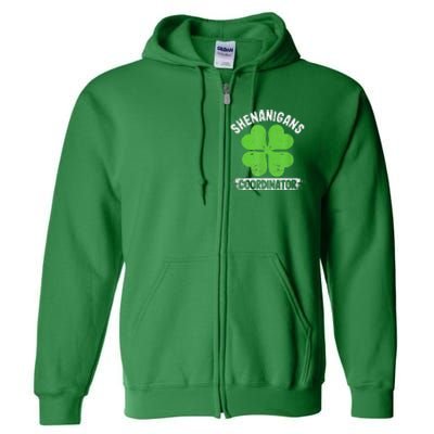 Funny Teacher St Patrick's Day Irish Shenanigans Coordinator Full Zip Hoodie