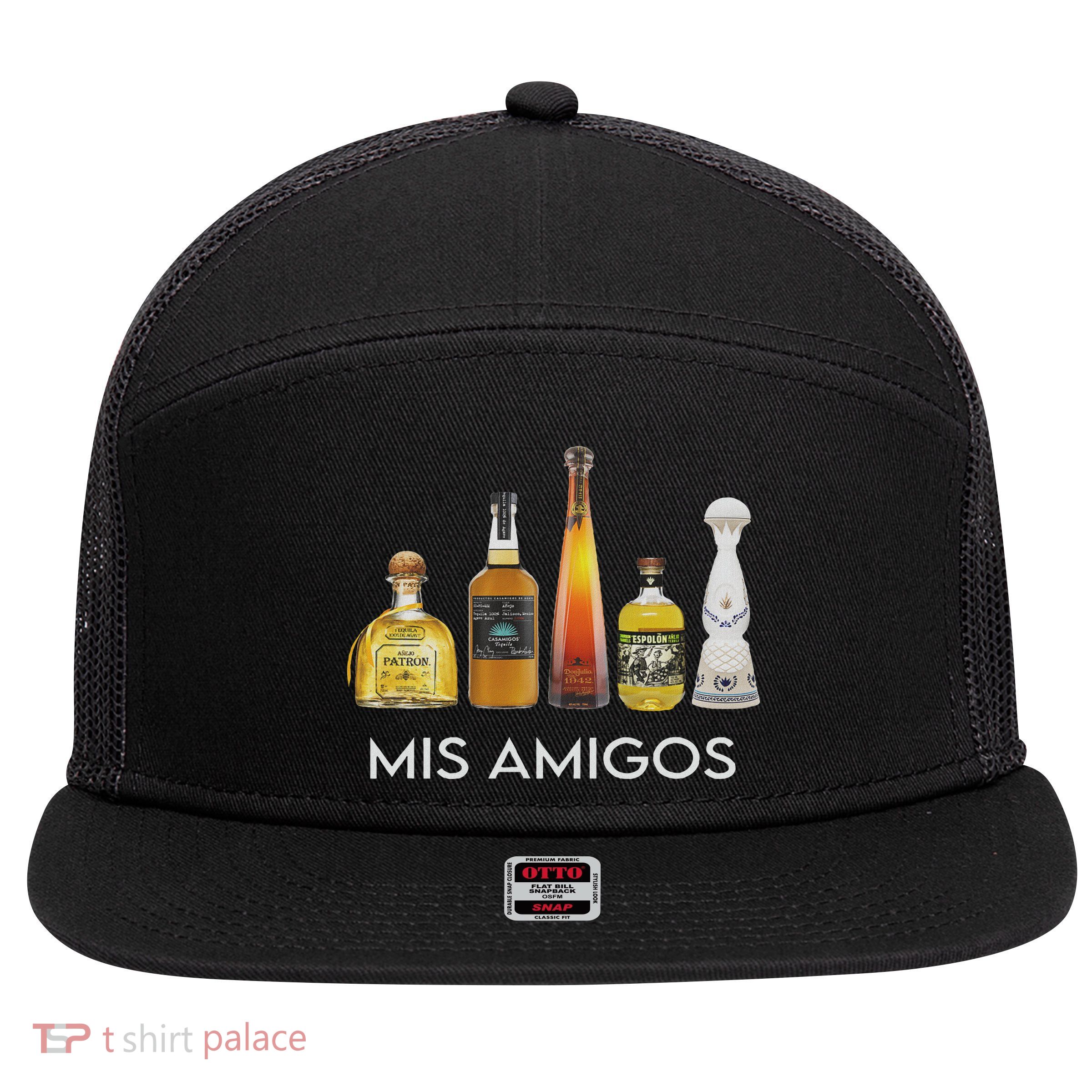 Funny Trendy Sarcastic Alcohol Mis Amigos Tequila Women 7 Panel Mesh Trucker Snapback Hat