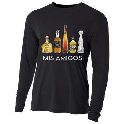 Funny Trendy Sarcastic Alcohol Mis Amigos Tequila Women Cooling Performance Long Sleeve Crew