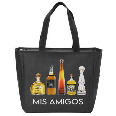 Funny Trendy Sarcastic Alcohol Mis Amigos Tequila Women Zip Tote Bag