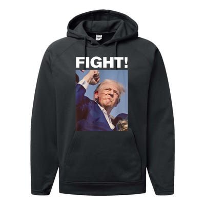 Fight! Trump Shot Trump Rally Gift Performance Fleece Hoodie