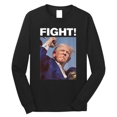 Fight! Trump Shot Trump Rally Gift Long Sleeve Shirt