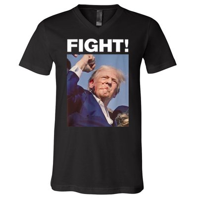 Fight! Trump Shot Trump Rally Gift V-Neck T-Shirt