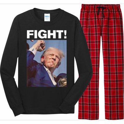 Fight! Trump Shot Trump Rally Gift Long Sleeve Pajama Set