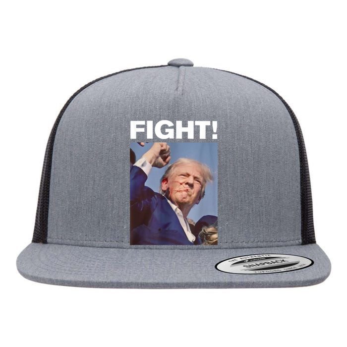 Fight! Trump Shot Trump Rally Gift Flat Bill Trucker Hat