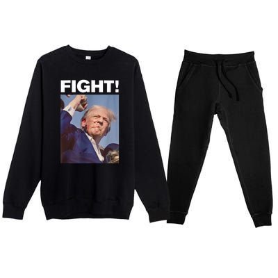 Fight! Trump Shot Trump Rally Gift Premium Crewneck Sweatsuit Set