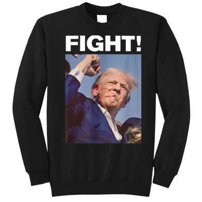 Fight! Trump Shot Trump Rally Gift Tall Sweatshirt