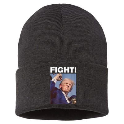 Fight! Trump Shot Trump Rally Gift Sustainable Knit Beanie