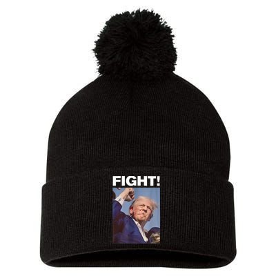 Fight! Trump Shot Trump Rally Gift Pom Pom 12in Knit Beanie