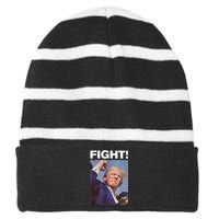 Fight! Trump Shot Trump Rally Gift Striped Beanie with Solid Band