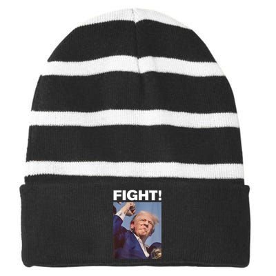 Fight! Trump Shot Trump Rally Gift Striped Beanie with Solid Band