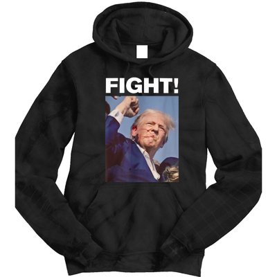 Fight! Trump Shot Trump Rally Gift Tie Dye Hoodie