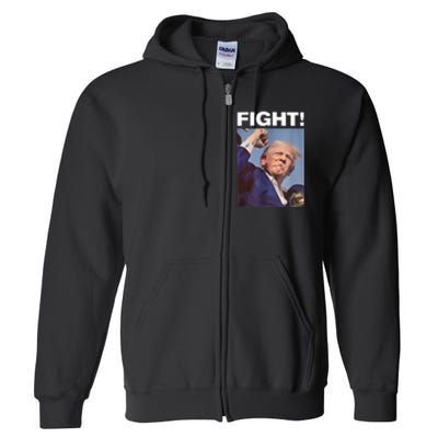 Fight! Trump Shot Trump Rally Gift Full Zip Hoodie