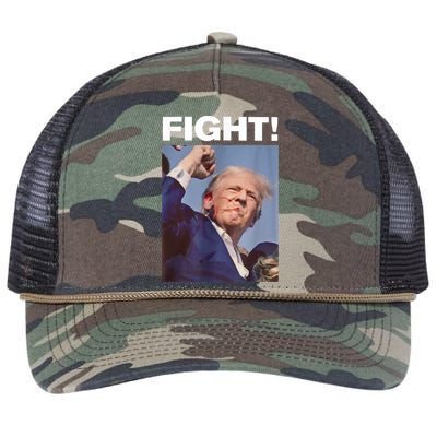 Fight! Trump Shot Trump Rally Gift Retro Rope Trucker Hat Cap