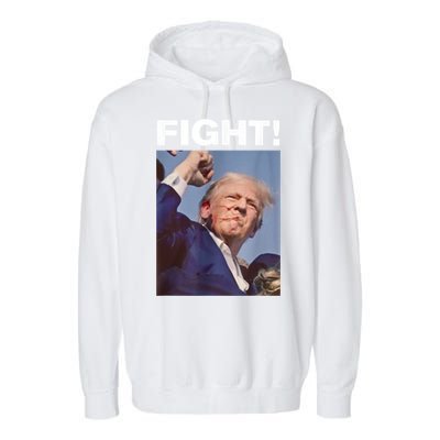 Fight! Trump Shot Trump Rally Gift Garment-Dyed Fleece Hoodie