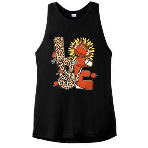 Football T Shirts, Love Football Leopard Sunflower Sports Ball Valentine Plus Ladies PosiCharge Tri-Blend Wicking Tank