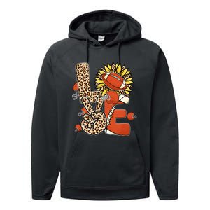 Football T Shirts, Love Football Leopard Sunflower Sports Ball Valentine Plus Performance Fleece Hoodie