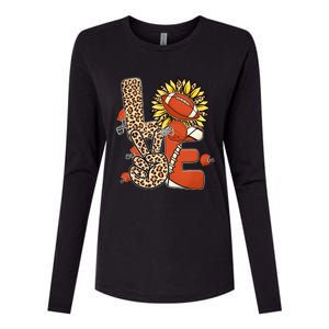 Football T Shirts, Love Football Leopard Sunflower Sports Ball Valentine Plus Womens Cotton Relaxed Long Sleeve T-Shirt